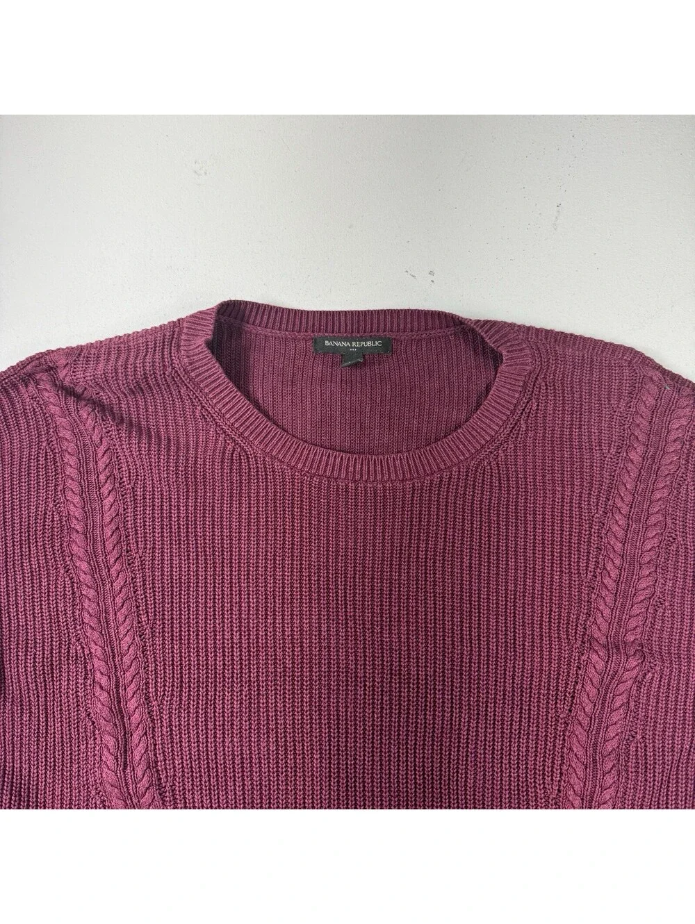 Banana Republic Crewneck Sweater Knit Maroon Red Men’s Size XL